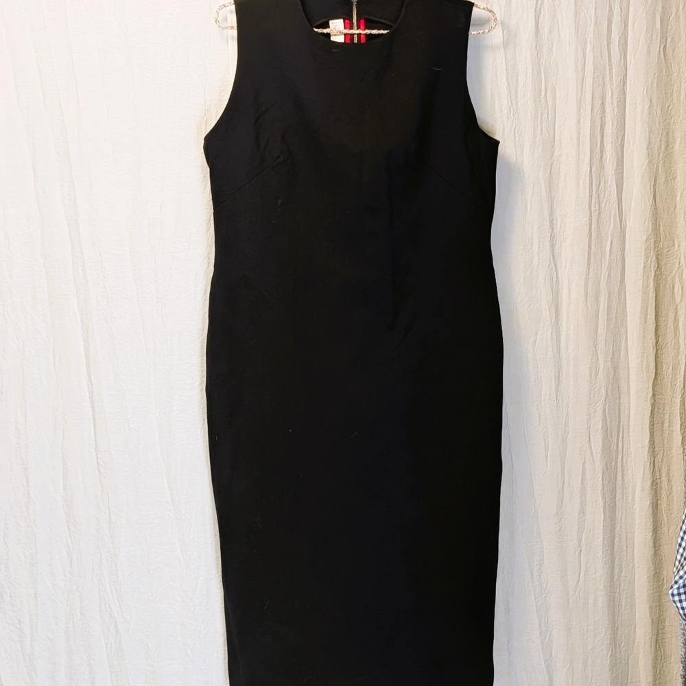 Spanx Black Sheath Dress Slit Sleeveless Perfect Fit Stretch Bodycon Women Large